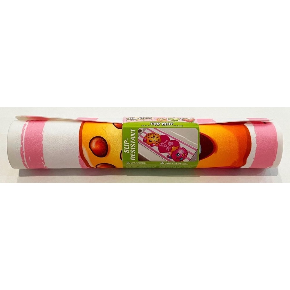 New Shopkins Girls Pink Stripes Slip Resistant Bathtub Mat 30" x 14"